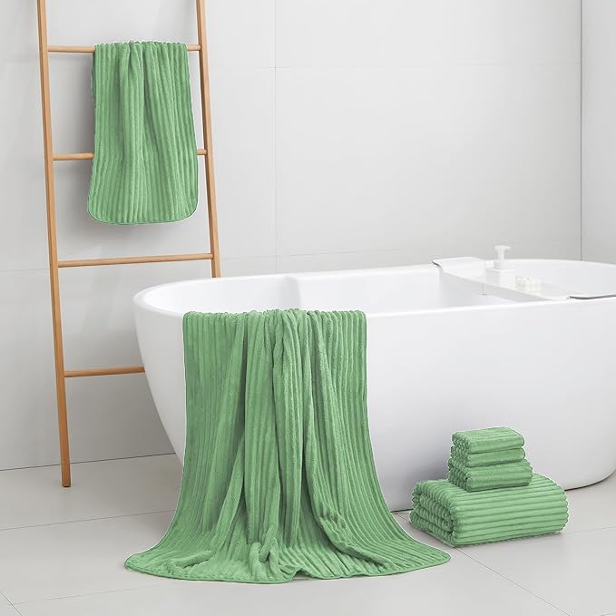 Oversized Bath Sheets 40x80 Inches Extra Large Bath Towels for Adults Super Soft Quick Dry Highly Absobent Microfiber Shower Towels for Bathroom, Pool, Gym, Yoga Towel(Sage Green, 2Piece)