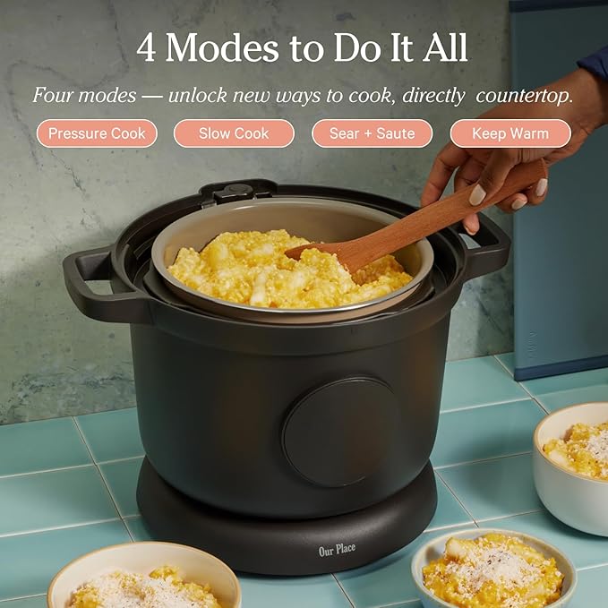 Our Place Dream Cooker | 6 Qt Ceramic Nonstick Multicooker & Pressure Cooker with Touchscreen Controls & Auto Steam Release | 4 Modes: Pressure Cook, Sauté/Sear, Slow Cook & Warm | Char