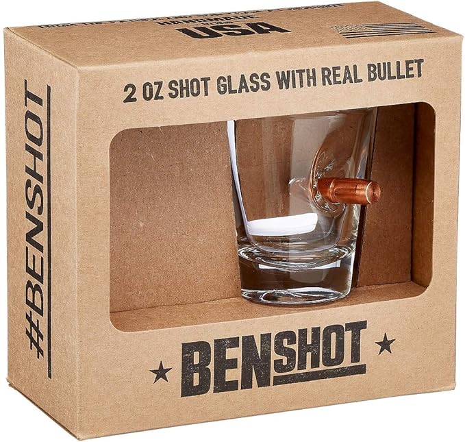 BenShot Shot Glass with Real .308 Bullet - 2oz | Made in the USA
