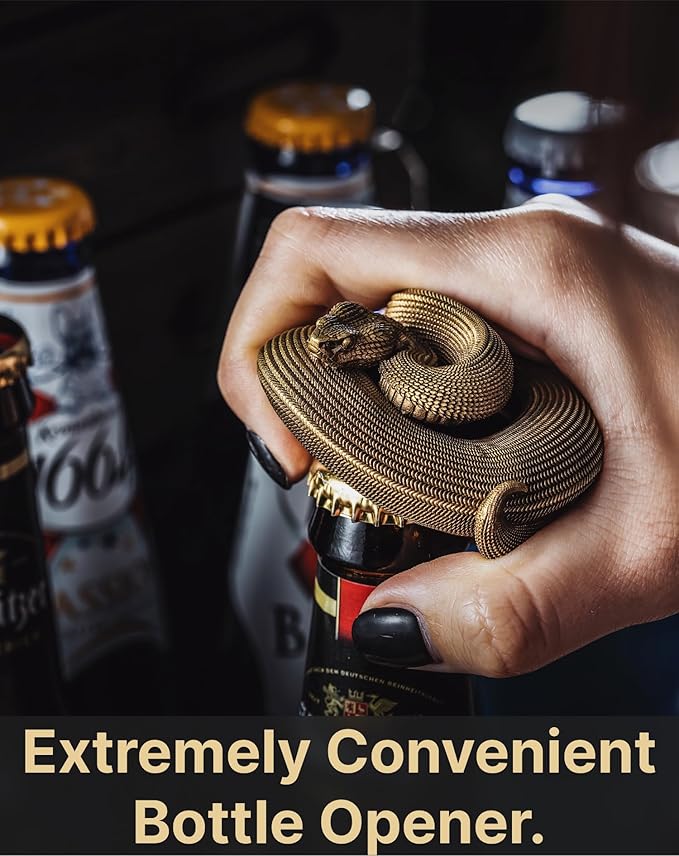 COPPERTIST.WU Viper Bottle Opener Brass Beer Opener Kitchen Bartending Bar Accessory Tool - Handmade Artistic & Functional