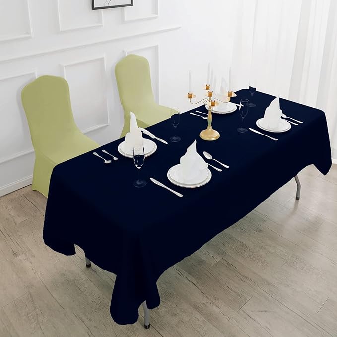 6 Pack Rectangle Tablecloth 60 x 102 Inches Navy Table Cloth Stain and Wrinkle Resistant Washable Polyester Fabric Table Cover for Party, Wedding and Banquet Decoration