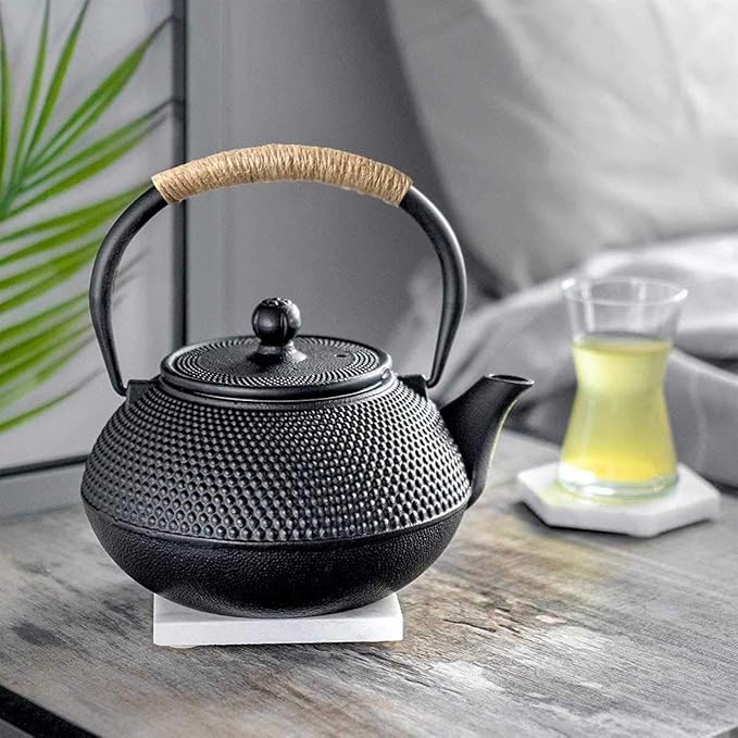 Hwagui - Japanese Cast Iron Teapot With Stainless Steel Infuser For Loose Leaf Tea And Teabags, Cast Iron Tea Kettle Stovetop Safe, 600ml/20oz