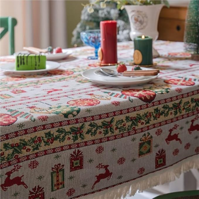 Rectangular Tablecloth Jacquard High-Grade Tablecloth Bohemian Thick Tablecloth Suitable for Restaurant Camping(100 * 140cm)
