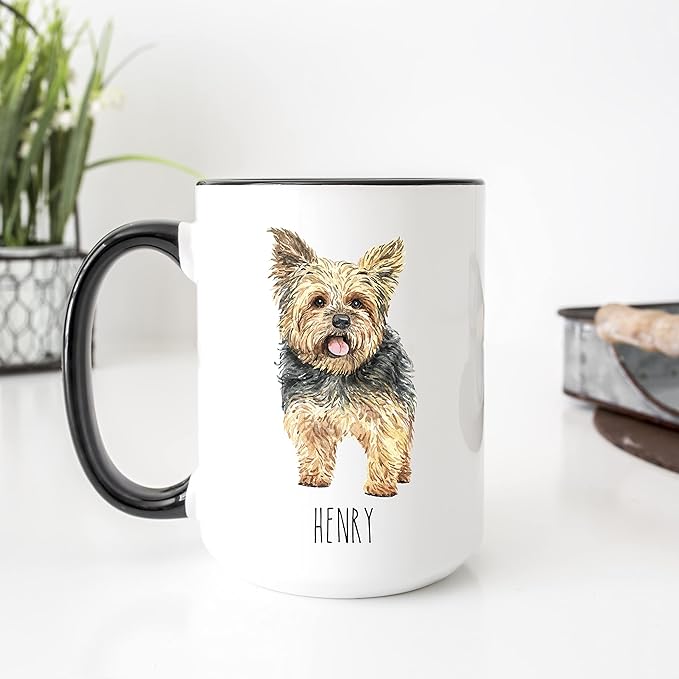 Yorkshire Terrier Custom Coffee Mugs with Name for Dog Mom Dad - Personalized Yorkie Gifts for Best Friends - Grandma Grandpa Present (Yorkshire Terrier)