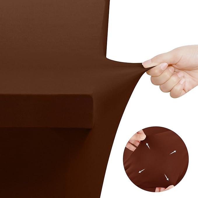 Utopia Kitchen Spandex Tablecloth 2 Pack [6FT, Light Coffee] Tight, Fitted, Washable and Wrinkle Resistant Stretch Table Cloth Rectangle Cover for Trade Show, Weddings & Parties [72Lx30Wx30H Inch]