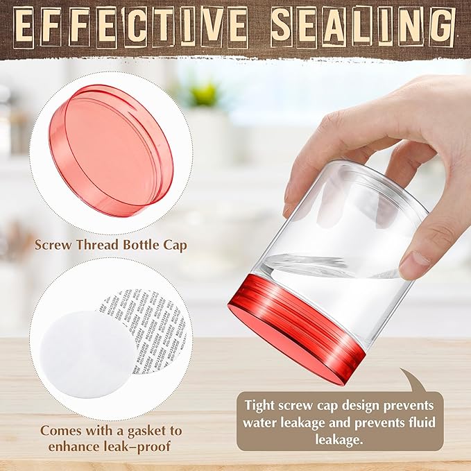 Sliner 60 Pcs 8 oz Plastic Jars with Lids Clear Round Leakproof Storage Containers Empty Refillable Plastic Mason Jars for Travel Storage Face Creams Kitchen Household Food Spice (Cute Color)