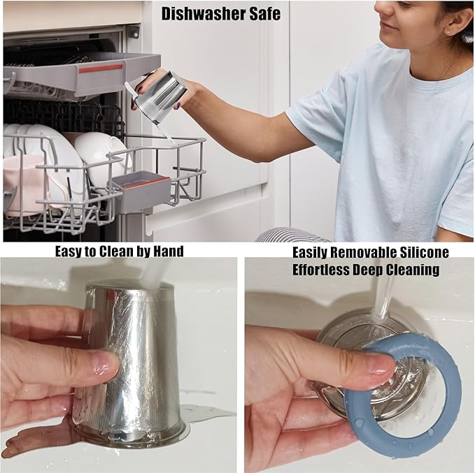 3Pcs Extra Fine Mesh Tea Infuser Steeper Basket with Lid/Drip Tray for Loose Leaf Tea Rooibos, 304 Stainless Steel Tea/Coffee Strainer Filter with Big Capacity＆ Extended Handles, Fit Cup/Teapot/Jar