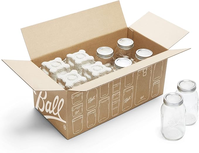 Ball Regular Mouth Quart (32 oz) Mason Jars with Lids and Bands
