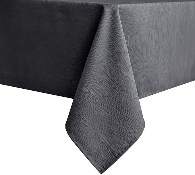 maxmill Jacquard Table Cloth Waving Pattern Water Proof Wrinkle Free Heavy Weight Soft Tablecloth Decorative Fabric Table Cover for Outdoor and Indoor Use Rectangular 60 x 104 Inch Charcoal