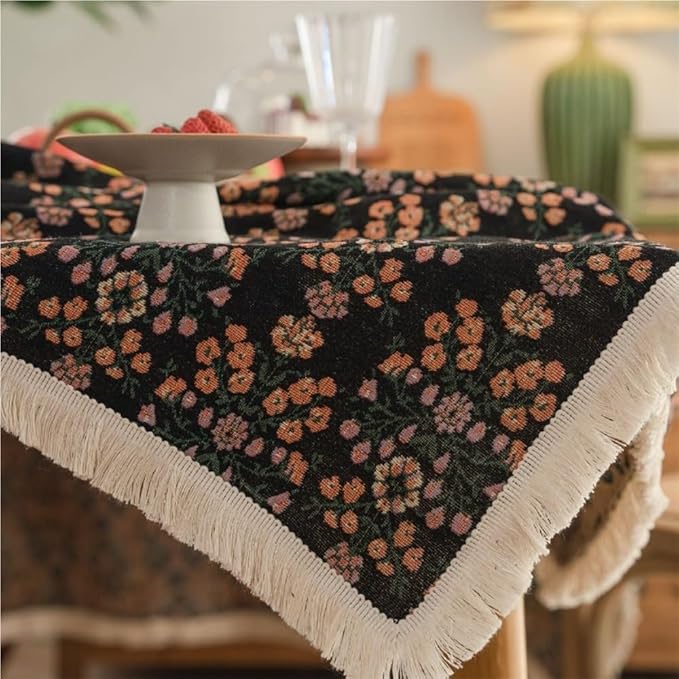 Rectangular Tablecloth Flower Multicolor Plant Tablecloth Thick Tablecloth Suitable for Restaurant Camping(100 * 140cm)