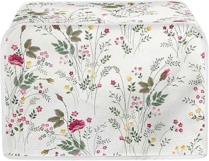 Doojoayie Simple Flower 4 Slice Toaster Cover Small Appliance Cover Dustproof Toaster Machine Protection for Most Standard Toasters