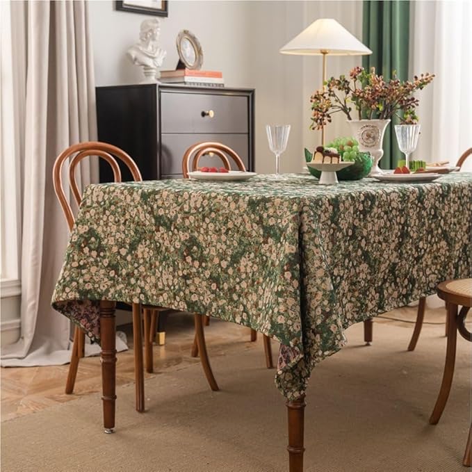 Rectangular Tablecloth Retro Tablecloth Hand-Painted Jacquard Flower Thickened Dining Table Coffee Table Cover Cloth Table Mat Tablecloth Suitable for Restaurant Camping(Style5,140 * 260cm)