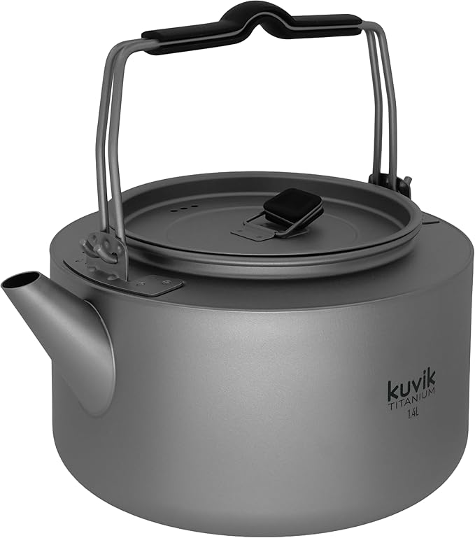 Kuvik Titanium Kettle 1.4L (47.3 oz) - Ultralight and Compact Kettle for Backpacking, Camping, and Home