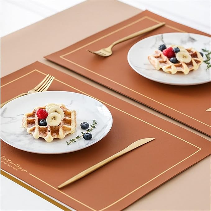Kitchen Accessories PU Table Mats Waterproof Set of 1/4/6/10 Non-Slip Heat Easy to Clean Modern Placemat(G Dark Blue,45x30cm 6pcs)