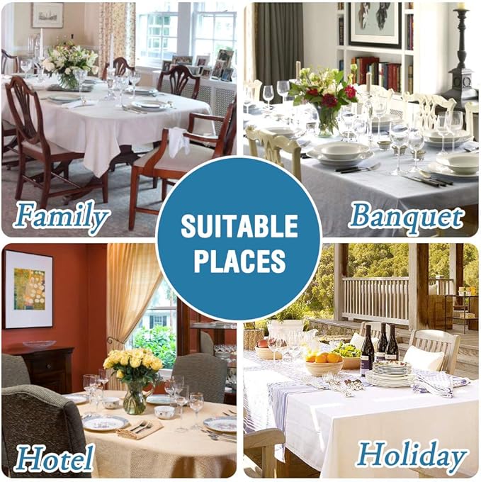 H.VERSAILTEX Linen Textured Table Cloths 60 x 104 Inch Premium Solid Tablecloth Spill-Proof Waterproof Table Cover for Dining Buffet Feature Extra Soft and Thick Fabric Wrinkle Free, Teal
