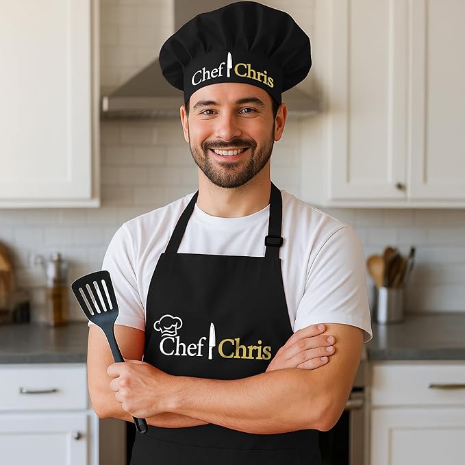 Chef Apron Men, Women, Personalized Adult Aprons for Women and Men, Regalos Para Chef Black Apron Chef Whites, Vday Gifts for Him, Her, Valentine Aprons for Women, Men, Professional Aprons for Chefs
