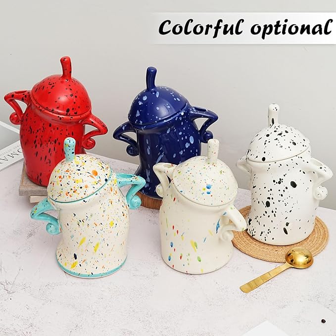 Ceramic Jar With Attitude Food Storage Jar With Airtight Lid Decorative Kitchen Container For Coffee Beans Tea Flour Sugar Pasta Cookies (Passion red)
