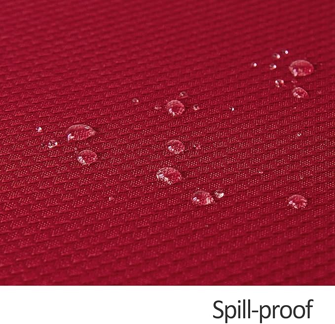maxmill Round Textured Tablecloth Spill-Proof Wrinkle Free Soft Jacquard Table Cloth for Round Table Cover, for Dining Room Buffet Banquet Parties Holiday Dinner, 70 Inch Red