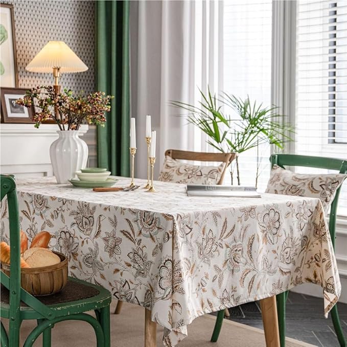 Rectangular Tablecloth Flower Print Tablecloth Pastoral Fabric Tablecloth Suitable for Restaurant Camping(140 * 300cm)