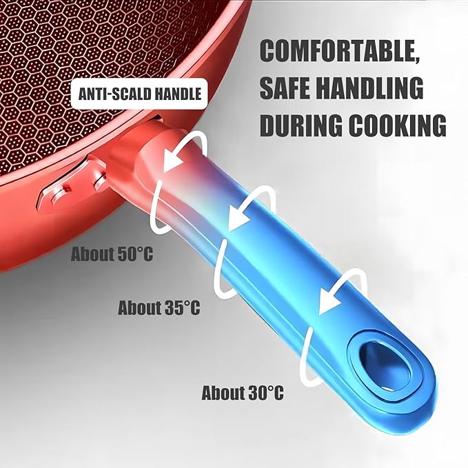 13.4” Stainless Steel Wok Pan with Lid – Honeycomb Non Stick Stir Fry Pan for Induction, Gas, Electric & Ceramic Cooktops – Tri-Ply Deep Frying Wok with Stay-Cool Handle, PFOA-Free