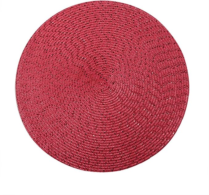 Anti Crease PU Leather Placemat Waterproof Heat- Wipeable Dining Table Mats for Home Kitchen(Red,18cm)