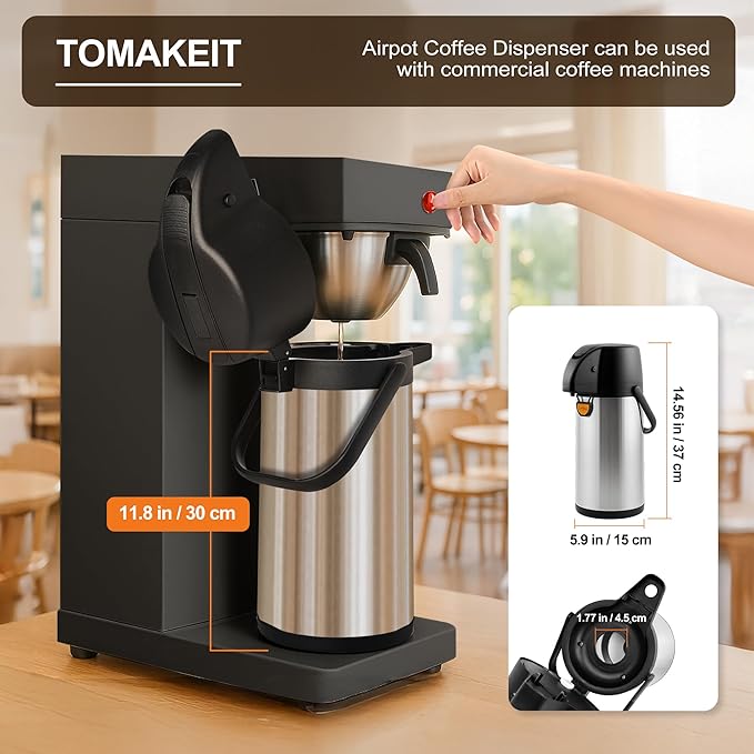 Airpot Coffee Dispenser Thermal with Pump,3L/102 Oz Insulated Stainless Steel Large Airpot Coffee Carafe Lever Action for Hot/Cold Water,Thermal Carafe for Hot Cocoa for Parties