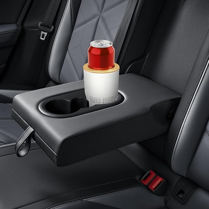 2-in-1 Car Cup Cooler Warmer Smart Temperature Control Travel Coffee Car Cup Holder, Smart Car Tumbler Holder Suitable for Coffee, Baby Bottles, Water, Tea, Drinks (White and Gold)