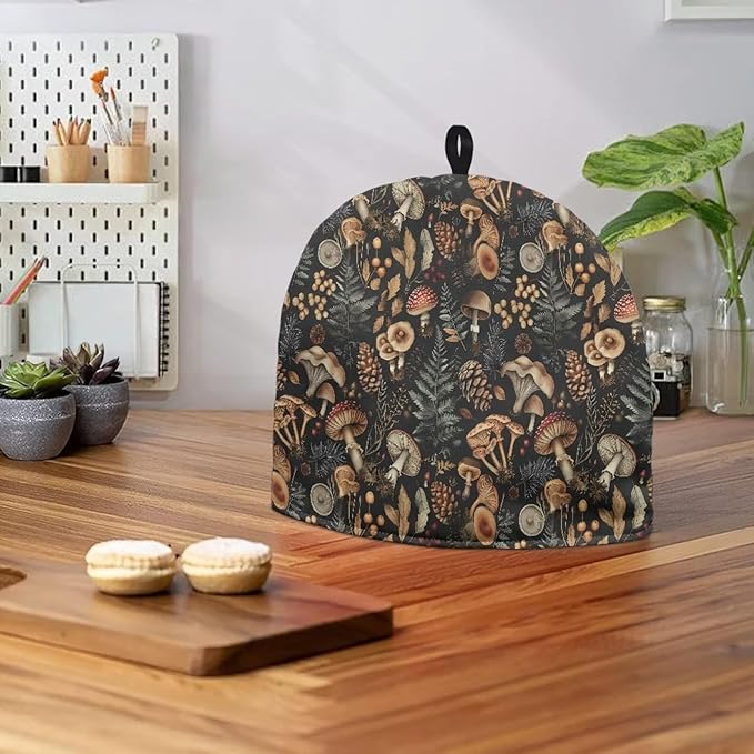 Mushroom Print Tea Cozy Cover Warmth Keep Tea Kettle Cover Teapot Cozy Tea Pot Cozies Heat Resistant Teapot Protector Home Kitchen Accessories Décor