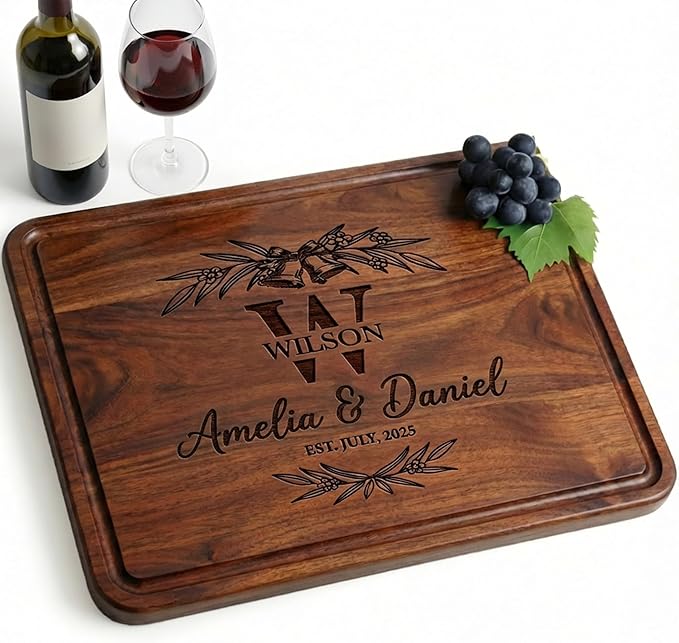 Personalized Cutting Board – Custom Engraved Wood Cutting Board for Couples, Wedding, Anniversary, Christmas, Housewarming, Valentine Day Gifts – Meaningful Gift for Mom, Dad, Parents & Grandpa