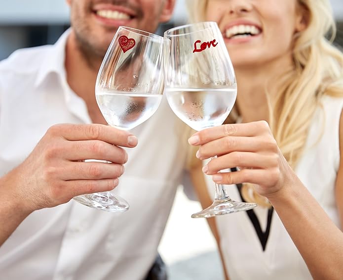 Simply Charmed Valentine Wine Charms - Magnetic Glass Drink Markers - Set of 6 Stemless Cocktail Magnets - Gift for Her