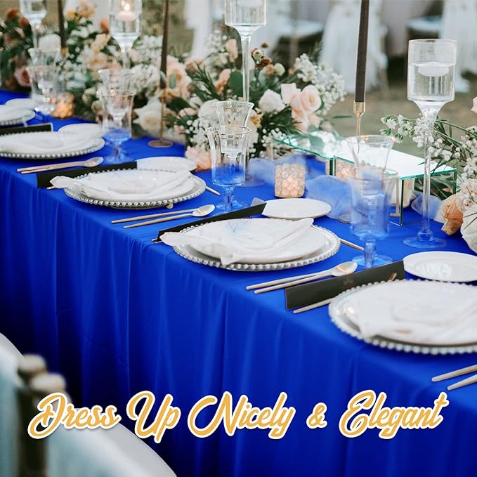 BRILLMAX 6 Pack Royal Blue Tablecloths 60 x 102 Inch for 6ft Rectangle Tables - 150 GSM Polyester Fabric, 15" Standard Drop, Water, Stain & Wrinkle Resistant Cloth Cover for Wedding Dining Buffet