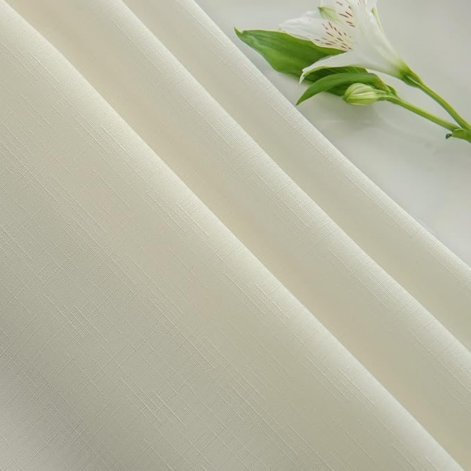 maxmill Square Tablecloth Slubby Texture Stain Resistant Waterproof Wrinkle Resistant Washable Soft Table Cloth, Decorative Fabric Table Cover for Dining Room Dinner and Parties, 52 x 52 Inch, Ivory