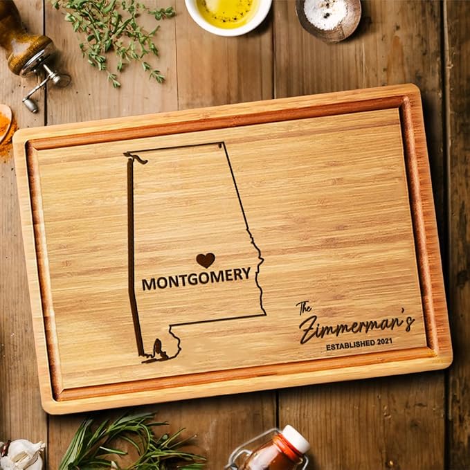 State of Alabama Cutting Board Personalized, State Gift and Souvenirs, Bamboo Destination Cutting Board, Housewarming Alabama Home Gifts
