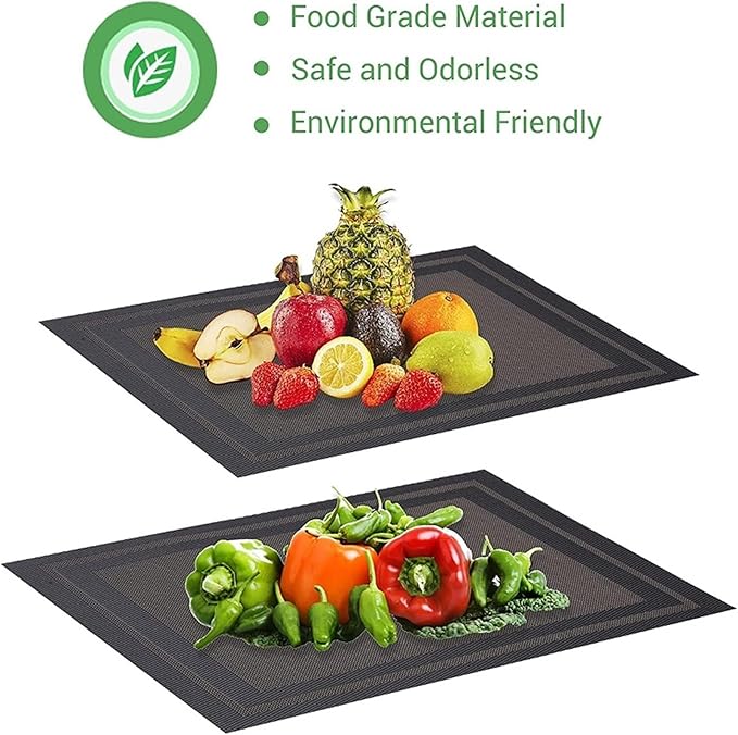 Woven PVC Placemats for Dining Table Set of 1/4/6 Heat Stain Slip Washable Kitchen Table Mats Classic(Hui Silver Grey,4pcs 45x30cm)