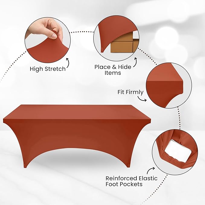 Utopia Kitchen Spandex Tablecloth 1 Pack [6FT, Light Coffee] Tight, Fitted, Washable and Wrinkle Resistant Stretch Rectangular Patio Table Cover for Event, Wedding, Banquet & Parties[72Lx30Wx30H Inch]
