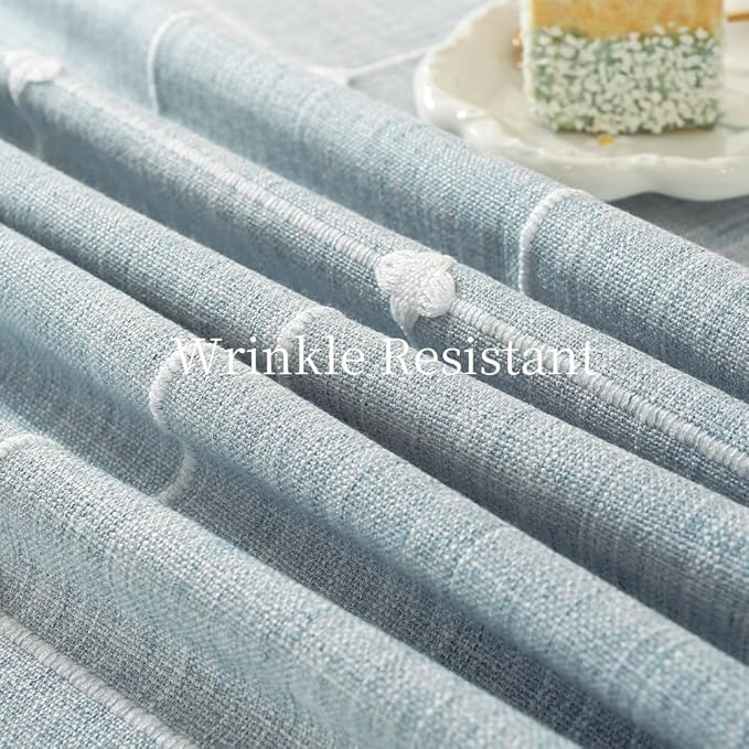 Zobesta Blue Table Cloth Rectangle Table 60 x 120 Inch, Cotton Blue Linen Gingham Tablecloth Rectangle, Heavy Weight Washable Boho Tablecloth for Outdoor, Party, Holiday, Picnic, Dining