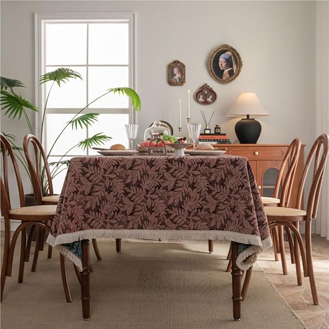 Rectangular Tablecloth Jacquard Geometric Ethnic Style Tablecloth Thick Tablecloth Suitable for Restaurant Camping(Style4,100 * 140cm)