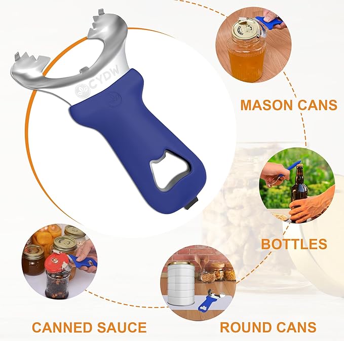 CYDW Mason Jar Opener Tool with No Lid Dents or Damage, Can Opener Manual Multi-Purpose, Easy Twist Manual Handheld Top Remover Utensil, Canning Supplies Tools and Bottle Opener, Made For Lifetime