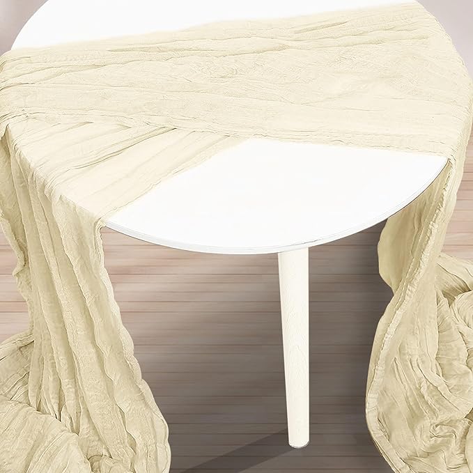 10 Pack Beige Cheesecloth Table Runner 35x120 Inch 10Ft Rustic Gauze Cheese Cloth Table Runner Sheer Cheesecloth Table Runners for Wedding Party Bridal Shower Decoration