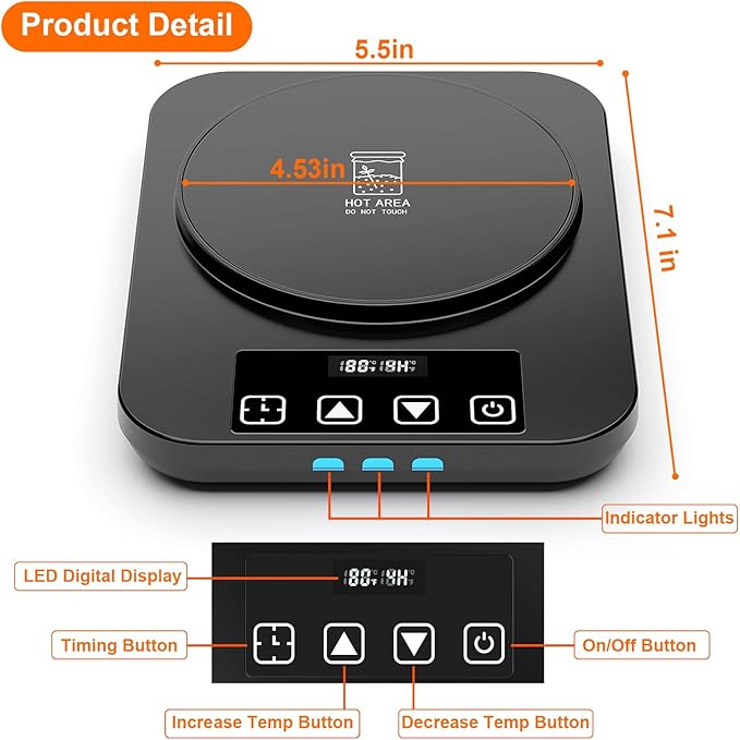 Electric Sourdough Starter Warmer Mat, Upgrade Warming Heating Pad for Sour Dough Starter, Sourdough Heater Proofing Tool for Home Baking with US Plug Thermostat Control, Timing, Memory Function