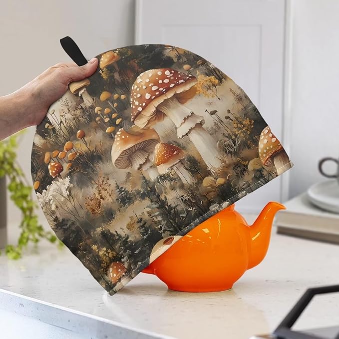 Mushroom Tea Cozy for Teapot Dust Proof Teapots Dust Cover Insulated Breakfast Warmer for Home Kitchen Decorative Accessories Designed in England Kettle Cover for Party