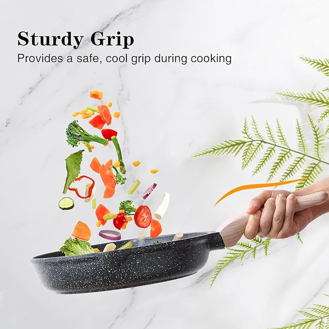 Kordisen Nonstick Frying Pan Skillet, 11 Inch Granite Cooking Pan Nonstick, Healthy and Non Toxic, Induction Compatible, PFOA Free