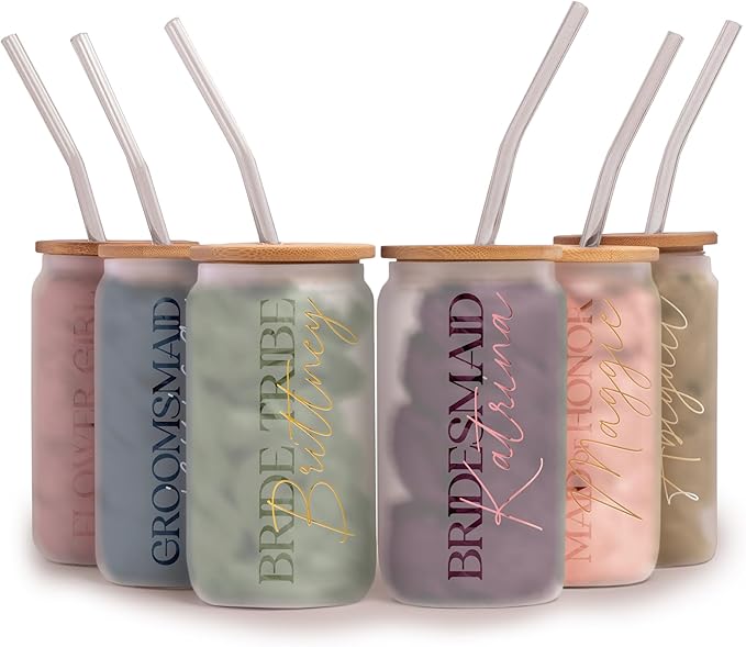 Sincerely, Me Elegant Frosted Tumbler For Bridesmaid Gifts, Glass Cup For Bridal Party Wedding Favors, Maid of Honor Mugs for Bachelorette Party (FW1) (Baby Blue Gloss)