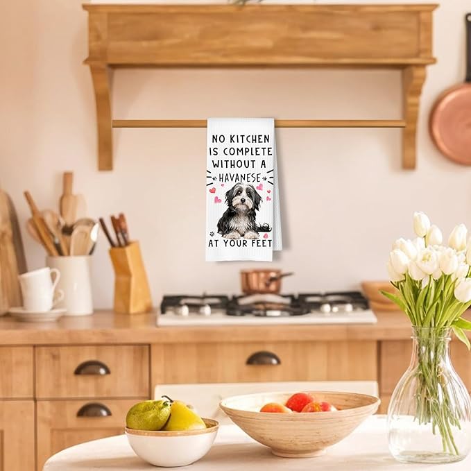 Havanese Funny Dog Kitchen Towels - Havanese Waffle Weave Dish Towels for Bathroom,A Kitchen is Not Complete Without A HavaneseDish Towel,Dog Lovers Gift,16×24 Inch