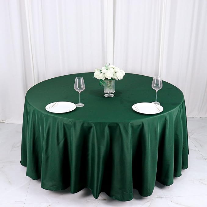 Efavormart.com Efavormart 120'' Hunter Emerald Green Polyester Round Tablecloth