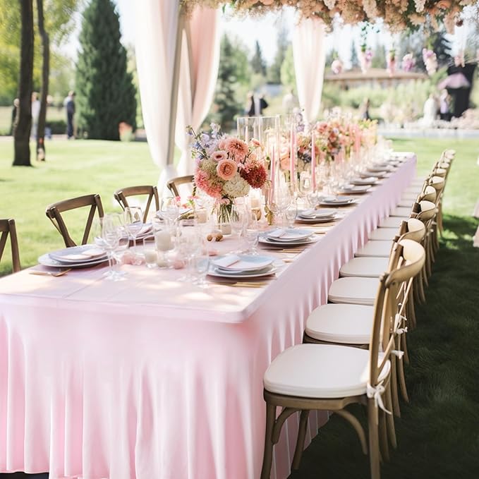 2 Packs Baby Pink Spandex Tableclothes for 6 Foot Rectangle Table, Spandex Table Covers 6FT Stretch Table Skirts Rectangle Tables Wrinkle Free Fitted Tablecover for Event, Wedding, Banquet & Parties