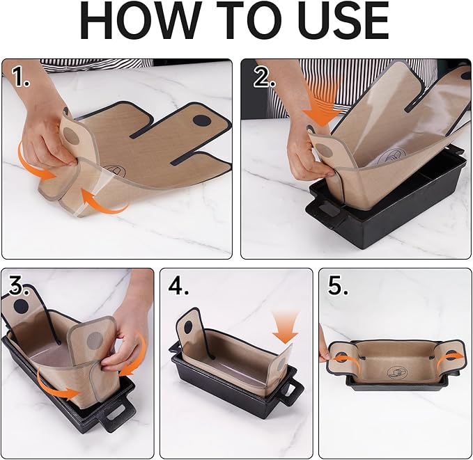 NiHome Cast Iron Bread Pan Set with Lid, 2 Loaf Pans + 2 Silicone Mats + Bread Lame, Heavy-Duty Cast Iron for Even Heat & Crisp Crust, Dual-Pan Design for Covered or Open Baking, Dishwasher-Safe Mats