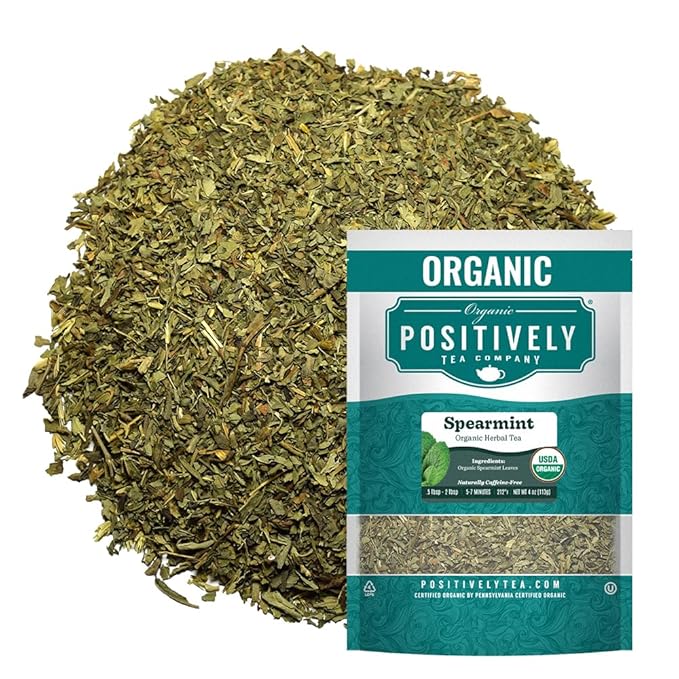 Organic Positively Tea Company, Spearmint Leaf Herbal Tea, Loose Leaf, 4 Ounce