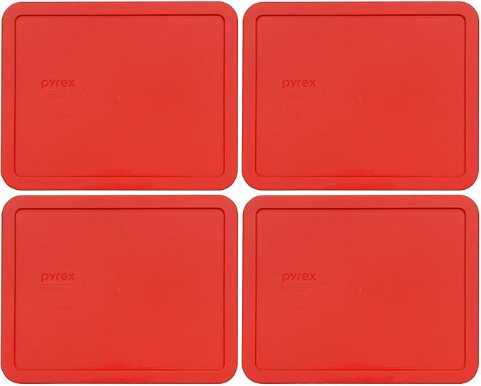 Pyrex 7212-PC 11-Cup Red Food Storage Replacement Lid (4-Pack) - Made in USA