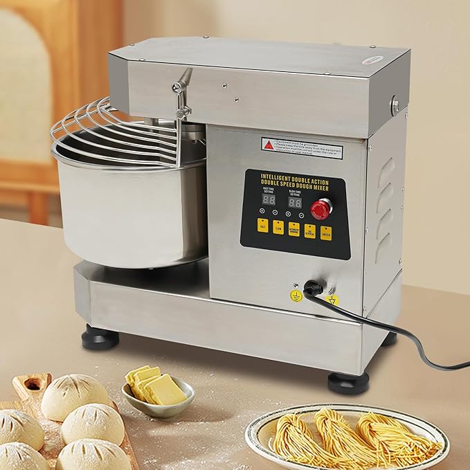 10L/11Qt Commercial Food Mixer, 750W Rotating Bowl Dough Kneading Machine Adjustable Speed Electric Dough Kneading Machine for Bread Pizza Making Cream Eggs Whipping